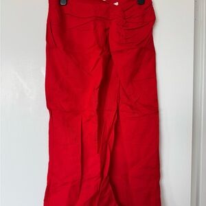 H&M Red Linen Midi Skirt - ruching detail and small slit